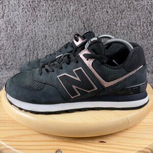 New Balance 574 Sneakers Womens Size 9.5 Black Rose Gold Classic Low Top Shoes